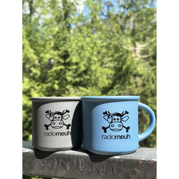 Lot 2 Mugs Céramique Vintage - Bleu Mate & Gris Mate