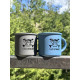 Lot 2 Mugs Céramique Vintage - Bleu Mate & Gris Mate