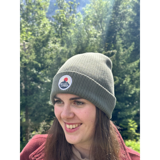 Bonnet Olive Green - Coton Bio - Ecusson Radio Meuh