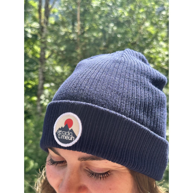 Bonnet Oxford Navy Bleu - Coton Bio - Ecusson