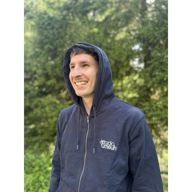 Sweat à Capuche Zip 100%Coton - Logo Brodé - Navy