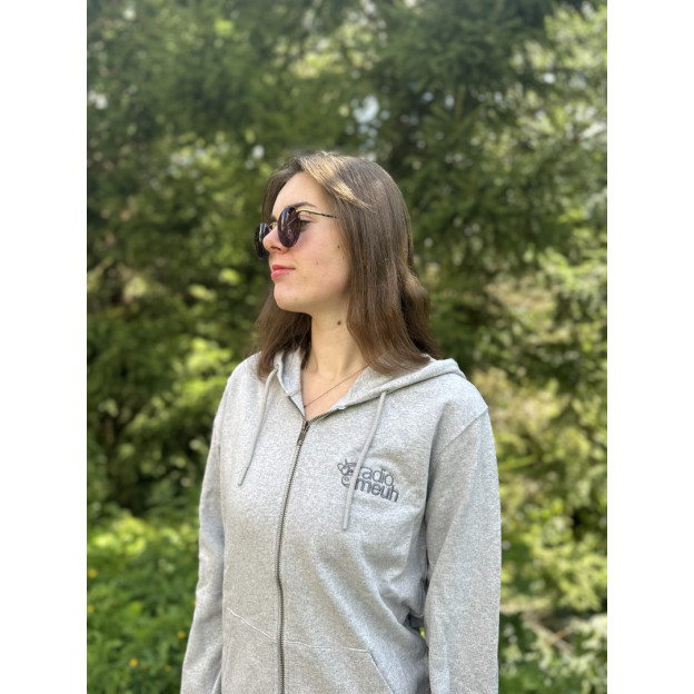 Sweat à Capuche Zip 100%Coton - Logo Brodé - Heather Grey