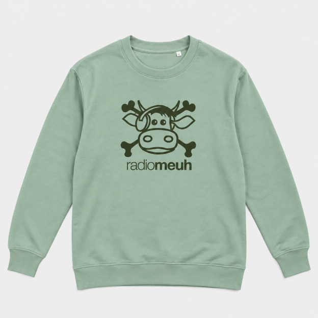 Sweat col rond Pirate - Logo velours - Vert iceberg