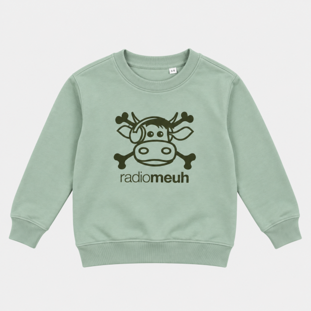 Sweat Kids col rond Pirate - Velours - Vert iceberg