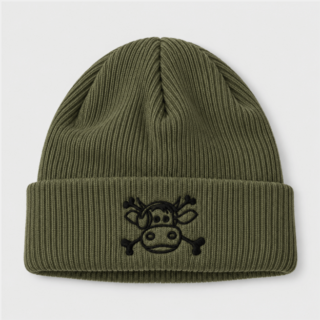 Bonnet Pirate Brodé - Coton organique - Olive