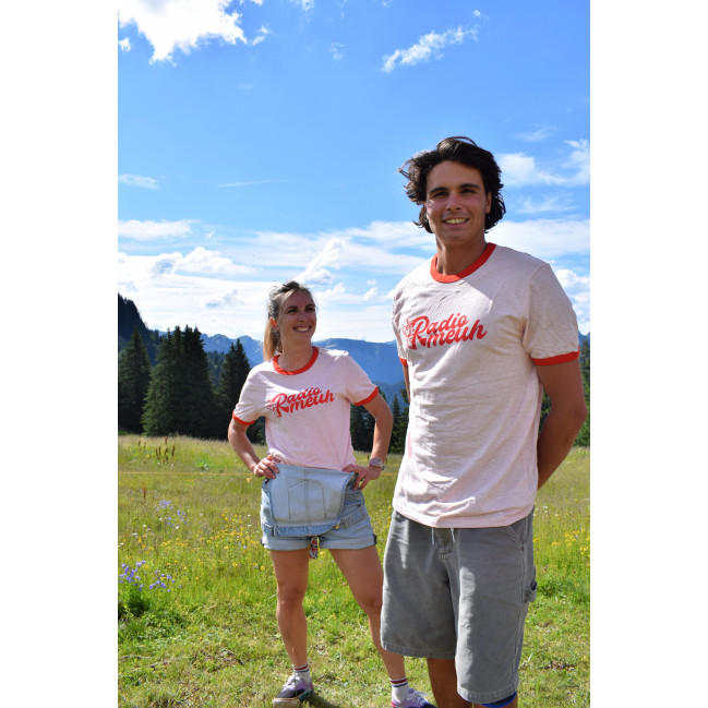 T-Shirt H/F - Radiomeuh Heather Pink/Bright Red