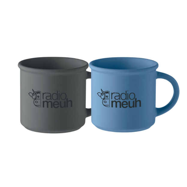 Lot 2 Mugs Céramique Vintage - Bleu Mate & Gris Mate