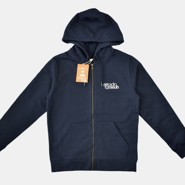 Sweat à Capuche Zip 100%Coton - Logo Brodé - Navy
