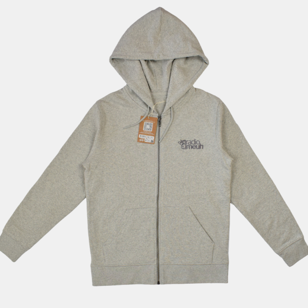 Sweat à Capuche Zip 100%Coton - Logo Brodé - Heather Grey