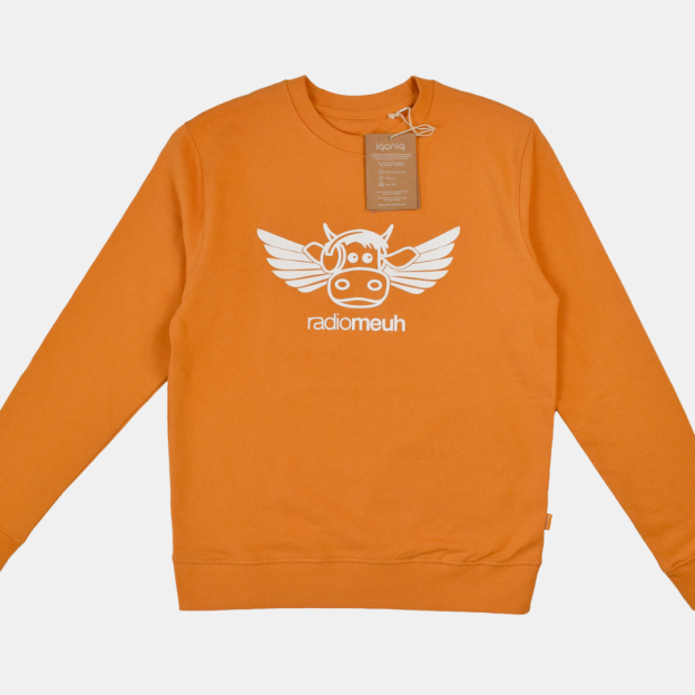 Sweat Col Rond - Flying Cow - Orange